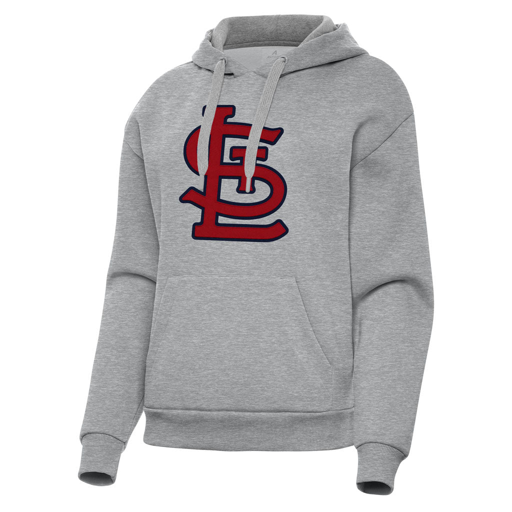 MLB St. Louis Cardinals Women's Antigua Full Front Victory Pullover Hoodie - Heather gray