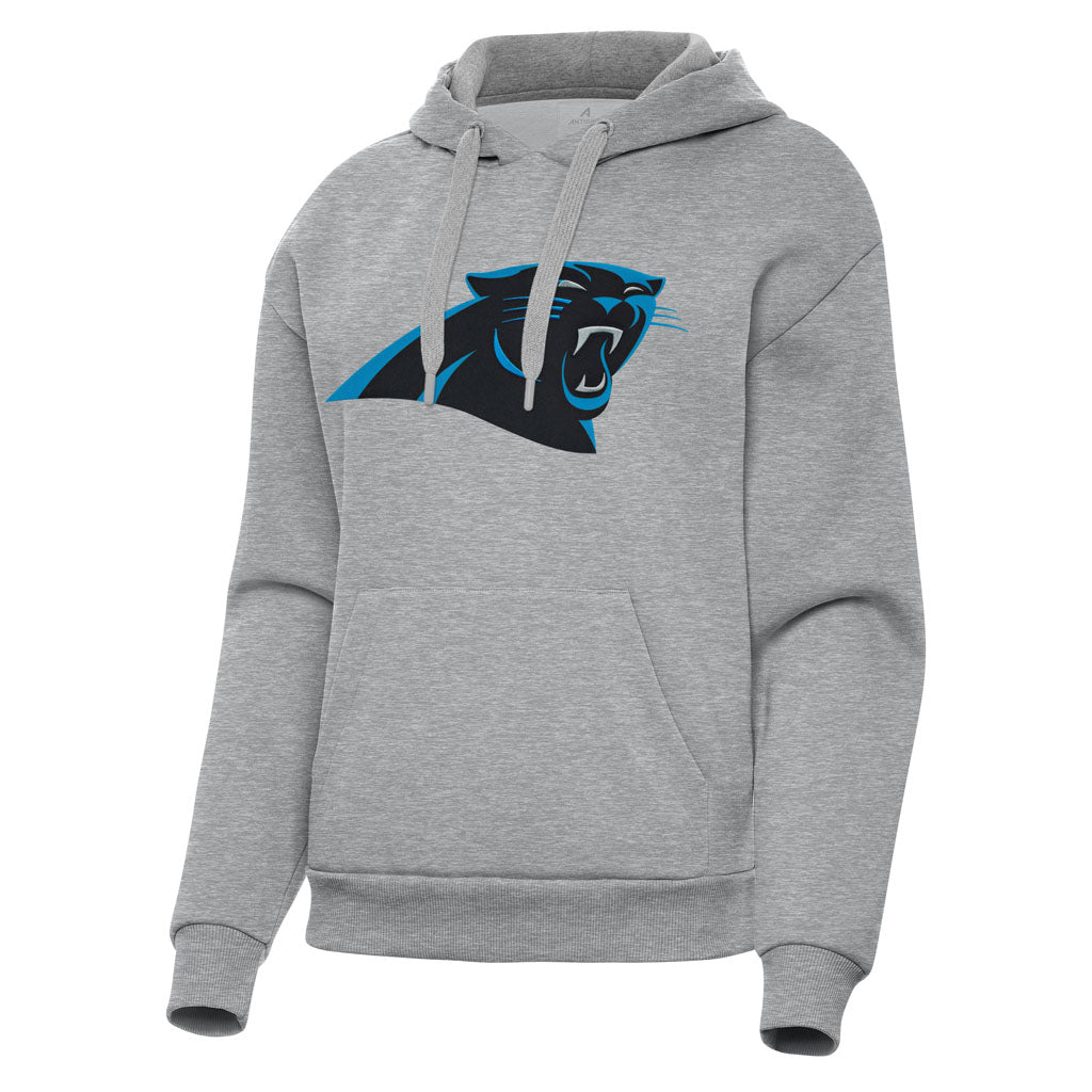 NFL Carolina Panthers Women's Antigua Full Front Victory Pullover Hoodie - Heather gray