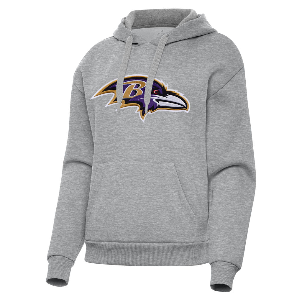NFL Baltimore Ravens Women's Antigua Full Front Victory Pullover Hoodie - Heather gray