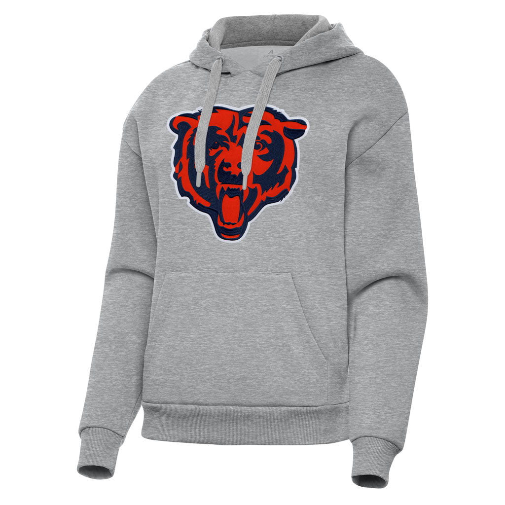 NFL Chicago Bears Women's Antigua Full Front Throwback Victory Pullover Hoodie - Heather gray