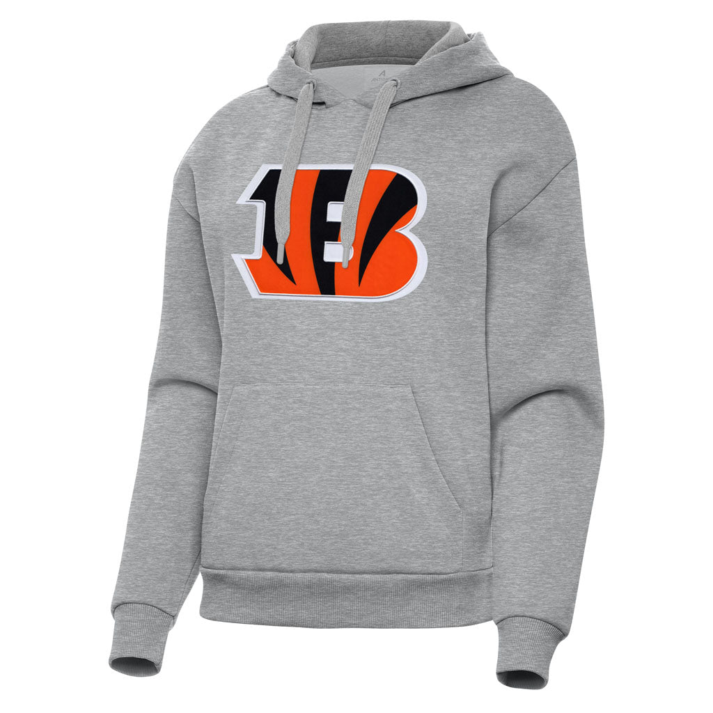 NFL Cincinnati Bengals Women's Antigua Full Front Victory Pullover Hoodie - Heather gray