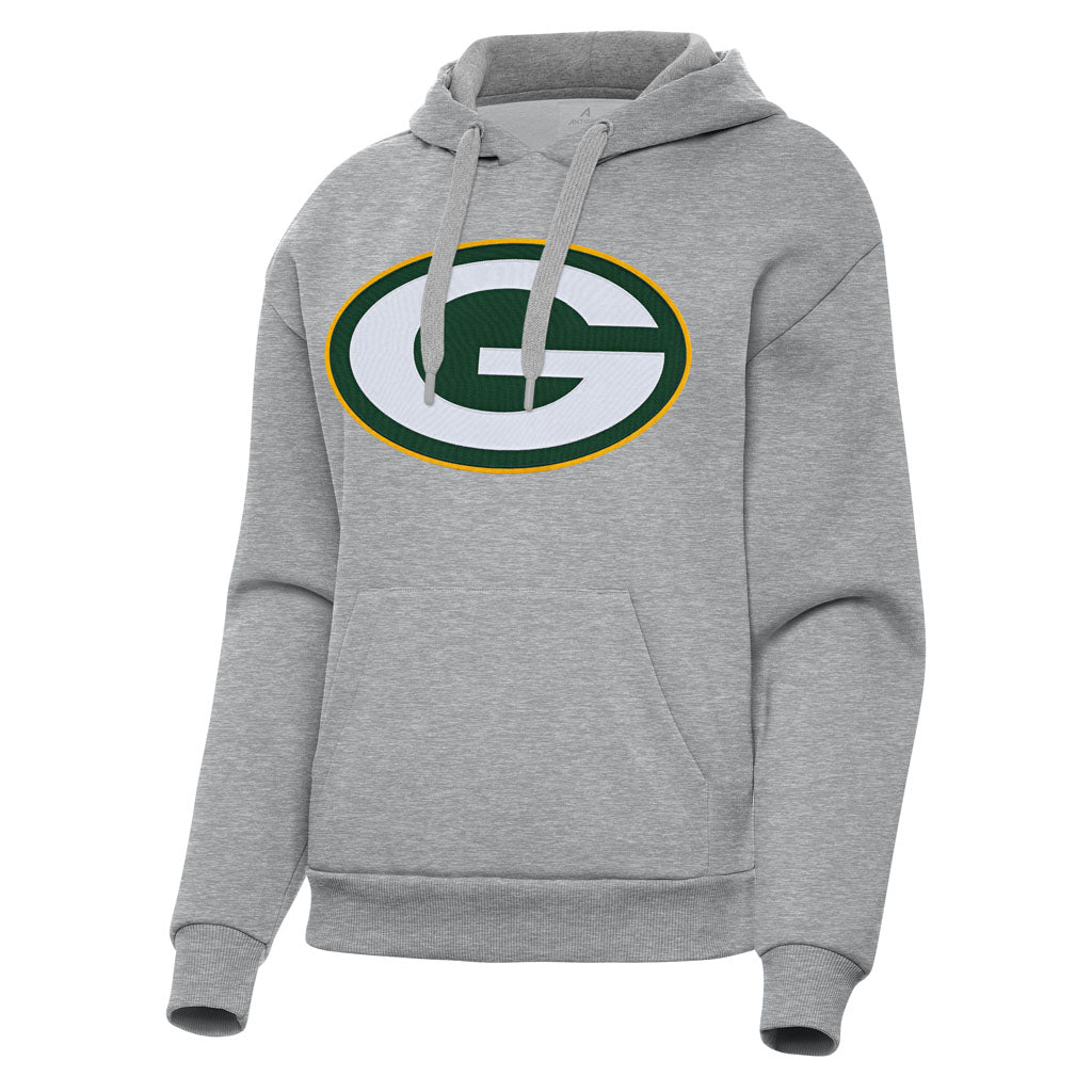 NFL Green Bay Packers Women's Antigua Full Front Victory Pullover Hoodie - Heather gray