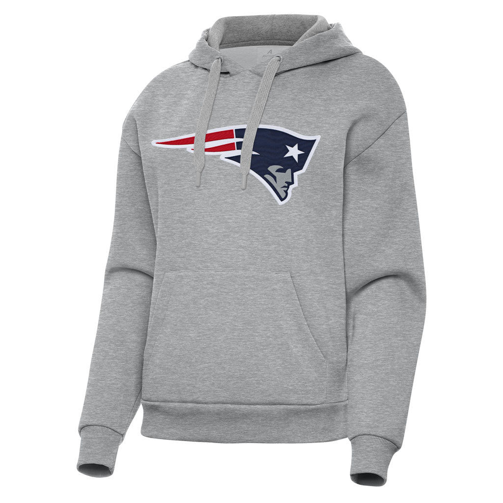 NFL New England Patriots Women's Antigua Full Front Victory Pullover Hoodie - Heather gray