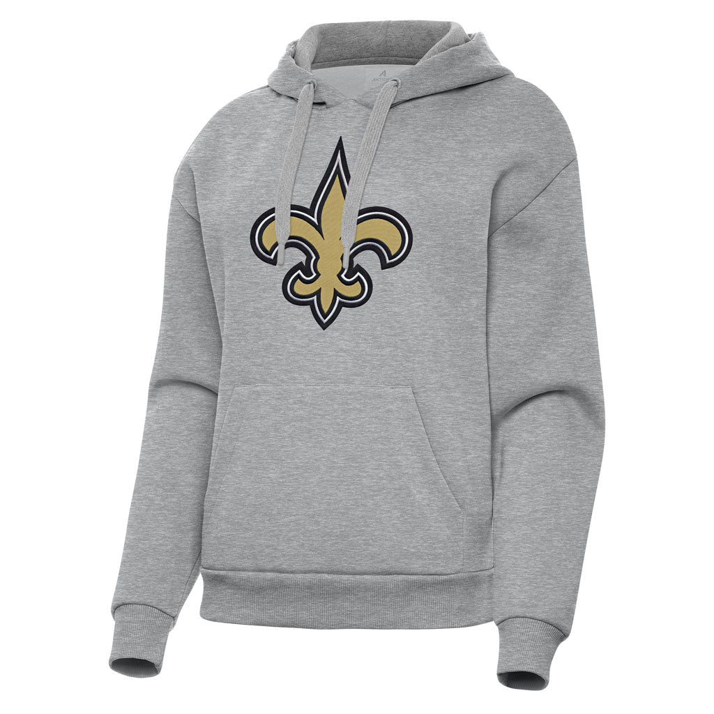 NFL New Orleans Saints Women's Antigua Full Front Victory Pullover Hoodie - Heather gray