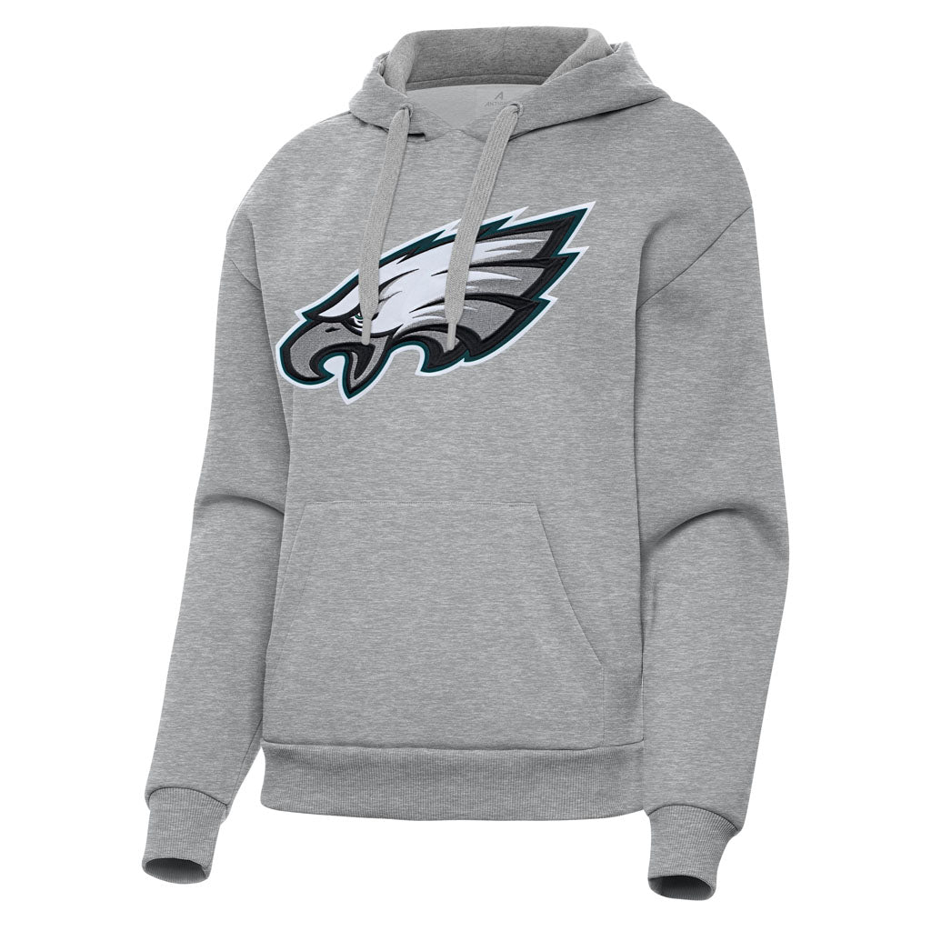 NFL Philadelphia Eagles Women's Antigua Full Front Victory Pullover Hoodie - Heather gray