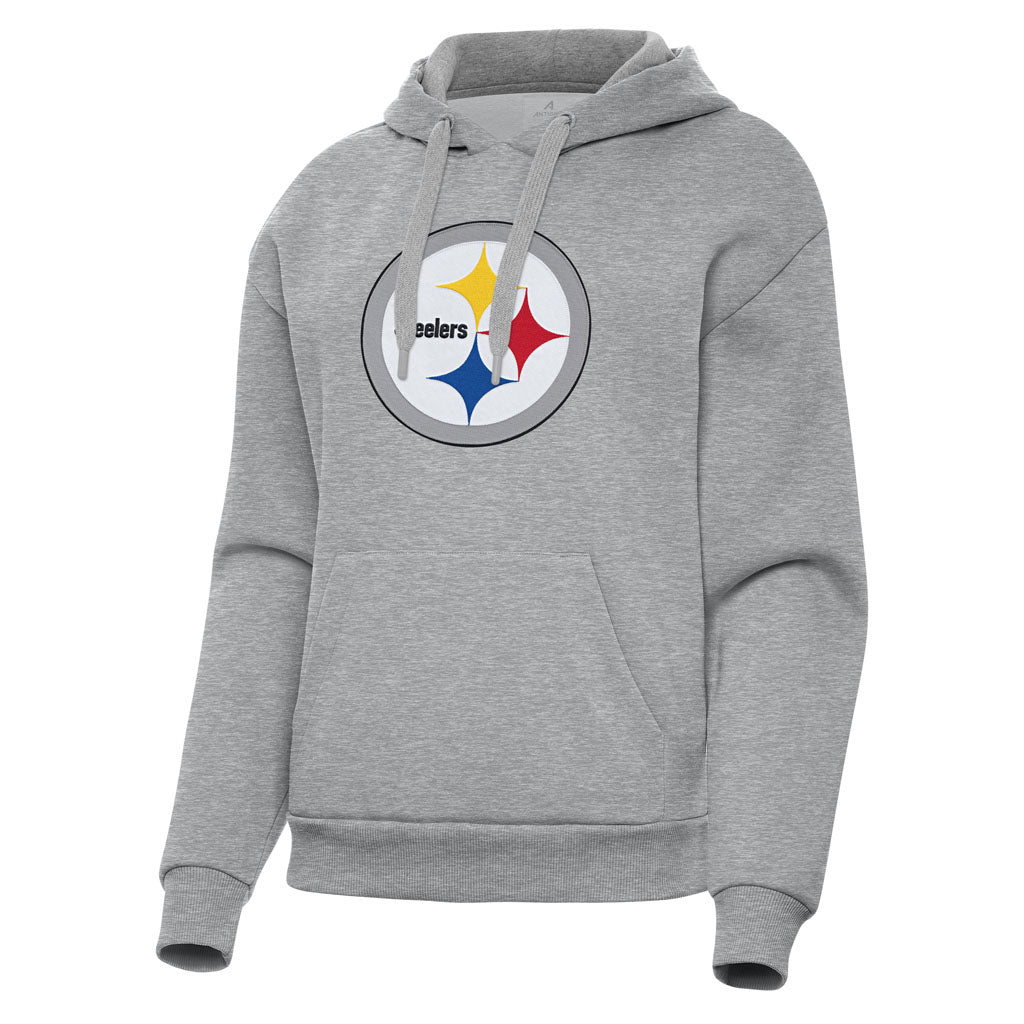 NFL Pittsburgh Steelers Women's Antigua Full Front Victory Pullover Hoodie - Heather gray