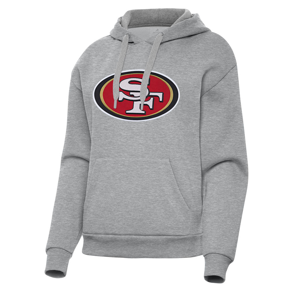 NFL San Francisco 49ers Women's Antigua Full Front Victory Pullover Hoodie - Heather gray