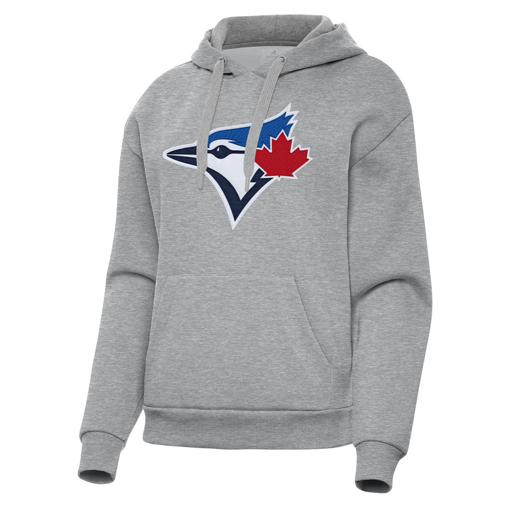 MLB Toronto Blue Jays Women's Antigua Full Front Victory Pullover Hoodie - Heather gray