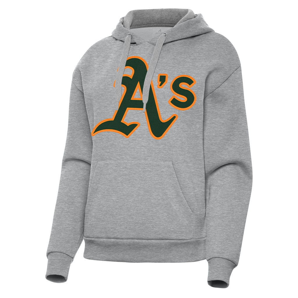 MLB Athletics Women's Antigua Full Front Victory Pullover Hoodie - Heather gray