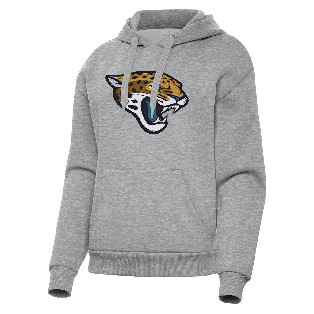 NFL Jacksonville Jaguars Women's Antigua Full Front Victory Pullover Hoodie - Heather gray