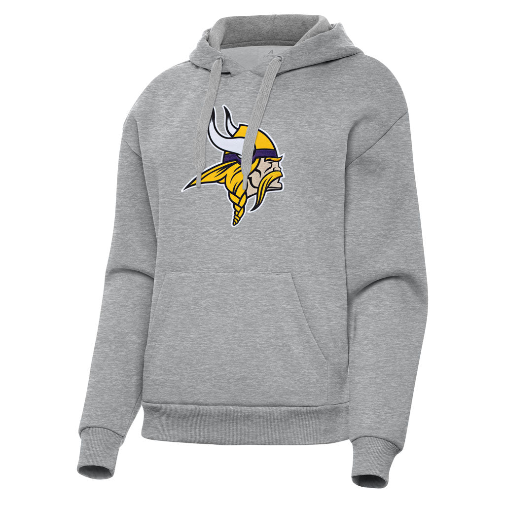 NFL Minnesota Vikings Women's Antigua Full Front Victory Pullover Hoodie - Heather gray