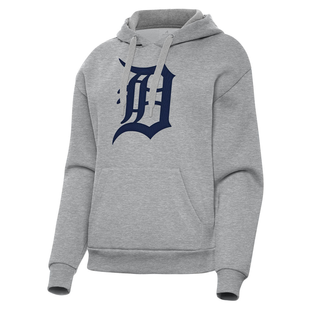 MLB Detroit Tigers Women's Antigua Full Front Victory Pullover Hoodie - Heather gray
