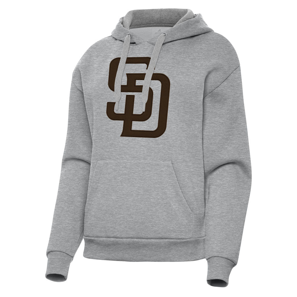 MLB San Diego Padres Women's Antigua Full Front Victory Pullover Hoodie - Heather gray