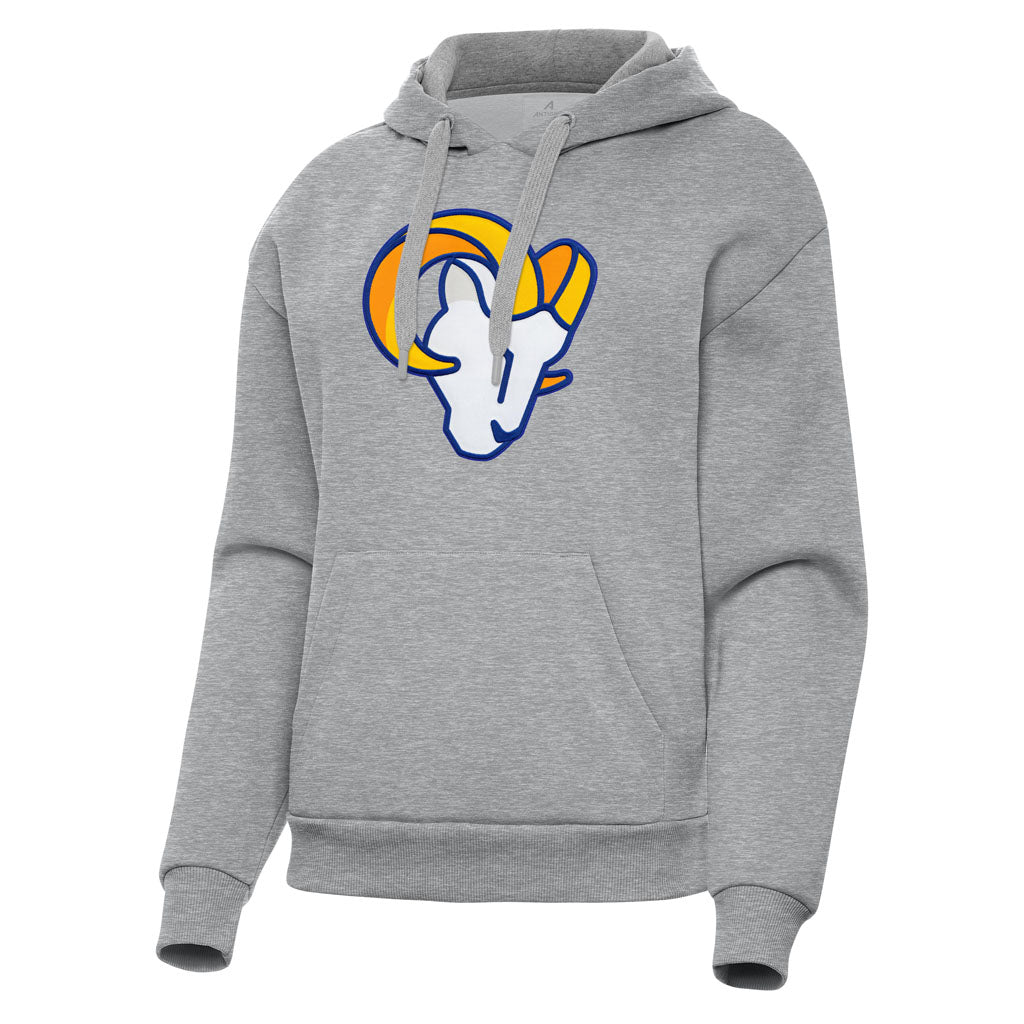 NFL Los Angeles Rams Women's Antigua Full Front Victory Pullover Hoodie - Heather gray
