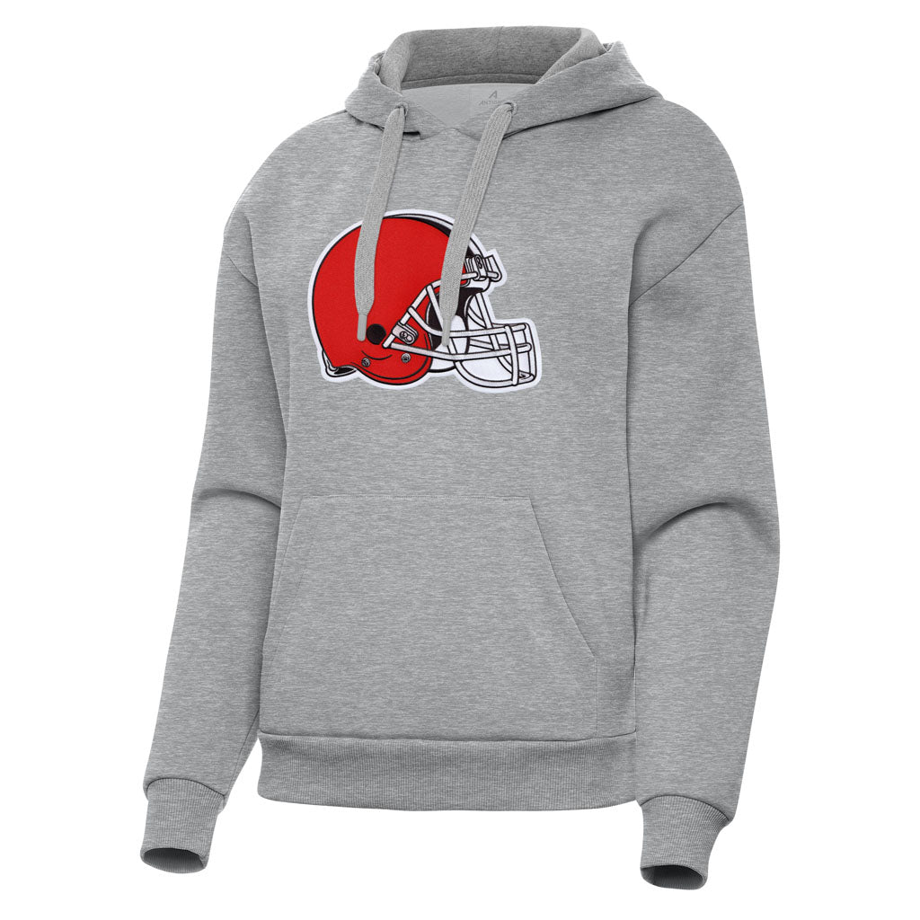 NFL Cleveland Browns Women's Antigua Full Front Victory Pullover Hoodie - Heather gray