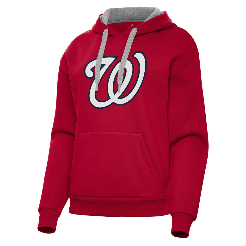 MLB Washington Nationals Women's Antigua Full Front Victory Pullover Hoodie - Red