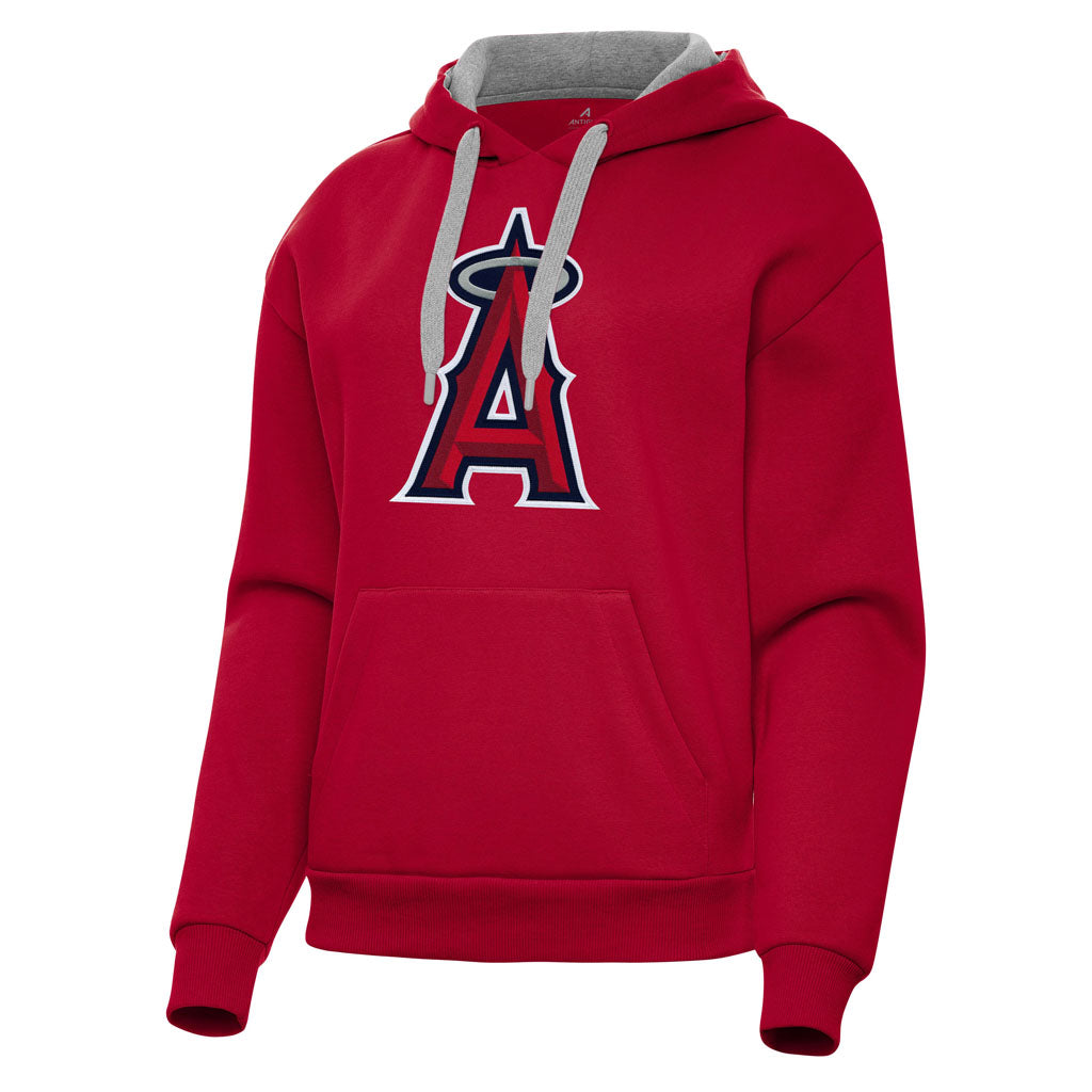 MLB Los Angeles Angels Women's Antigua Full Front Victory Pullover Hoodie - Red