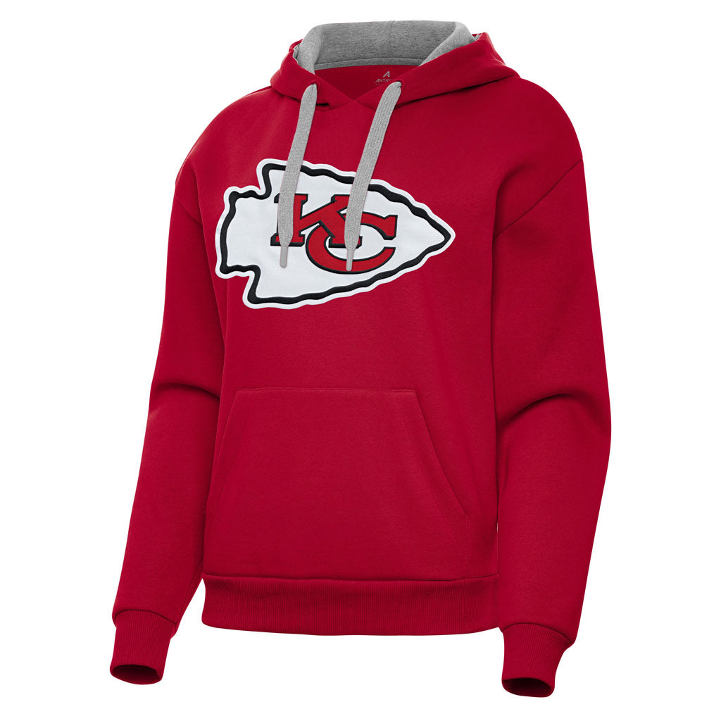 NFL New England Patriots Women's Antigua Full Front Victory Pullover Hoodie - Red