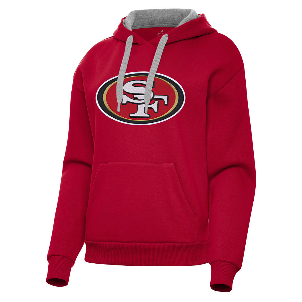 NFL San Francisco 49ers Women's Antigua Full Front Victory Pullover Hoodie - Red