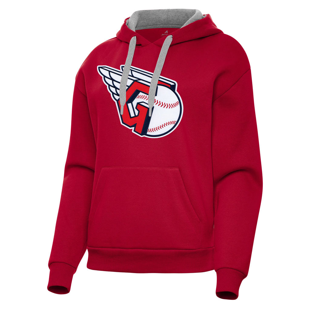 MLB Cleveland Guardians Women's Antigua Full Front Victory Pullover Hoodie - Red