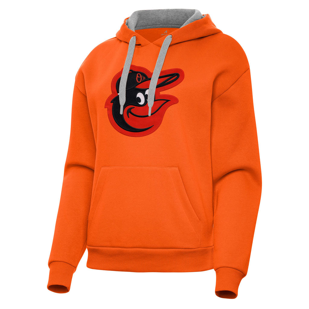 MLB Baltimore Orioles Women's Antigua Full Front Victory Pullover Hoodie - Orange