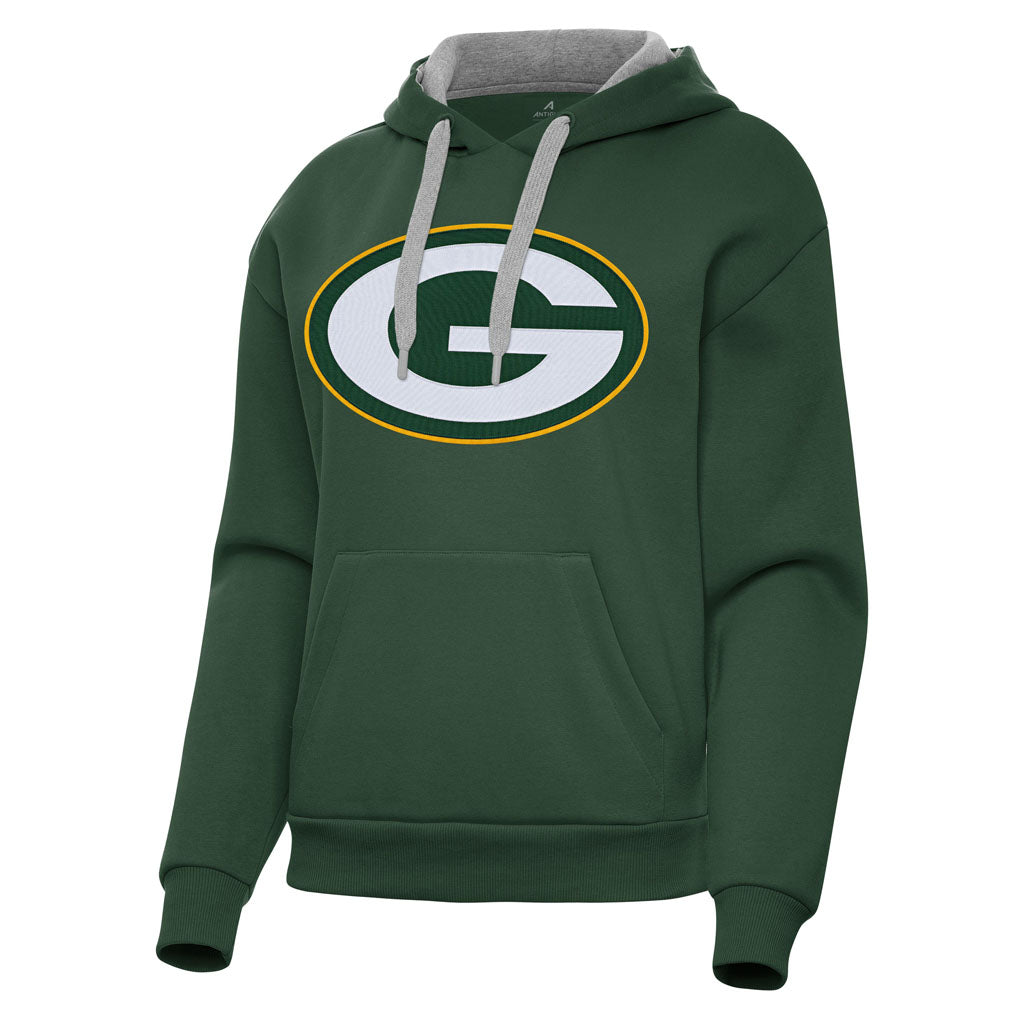 NFL Green Bay Packers Women's Antigua Full Front Victory Pullover Hoodie - Green