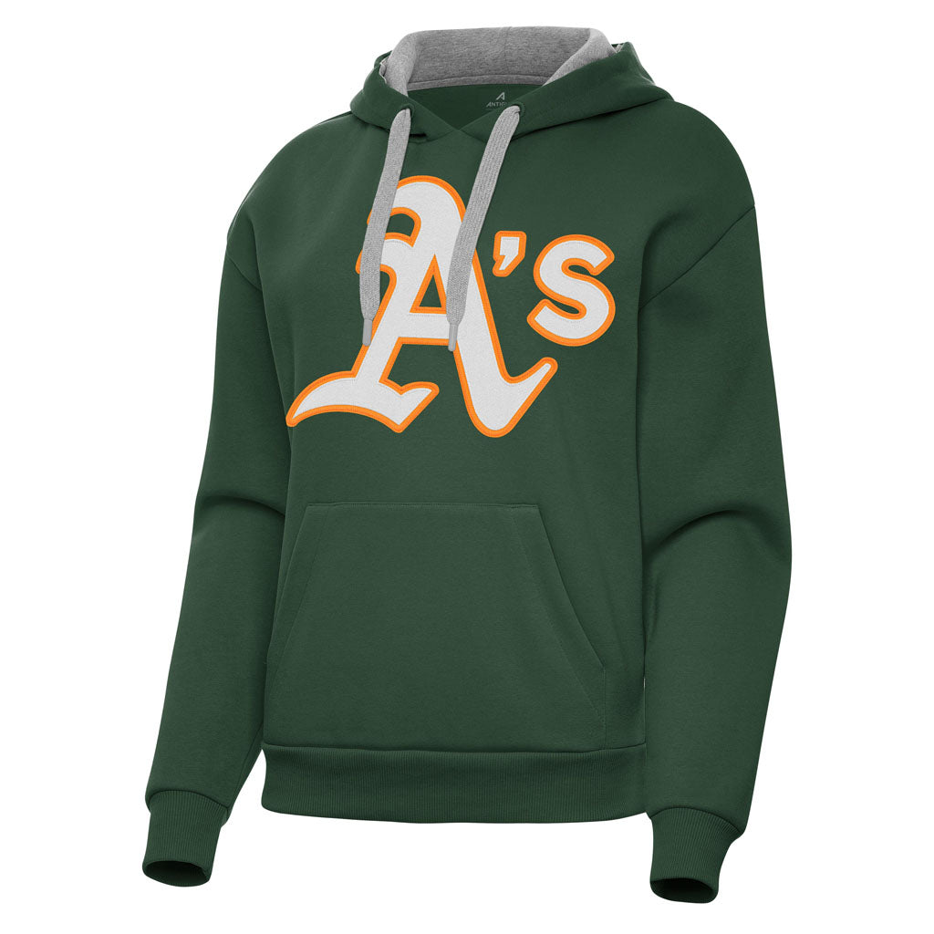 MLB Athletics Women's Antigua Full Front Victory Pullover Hoodie - Green