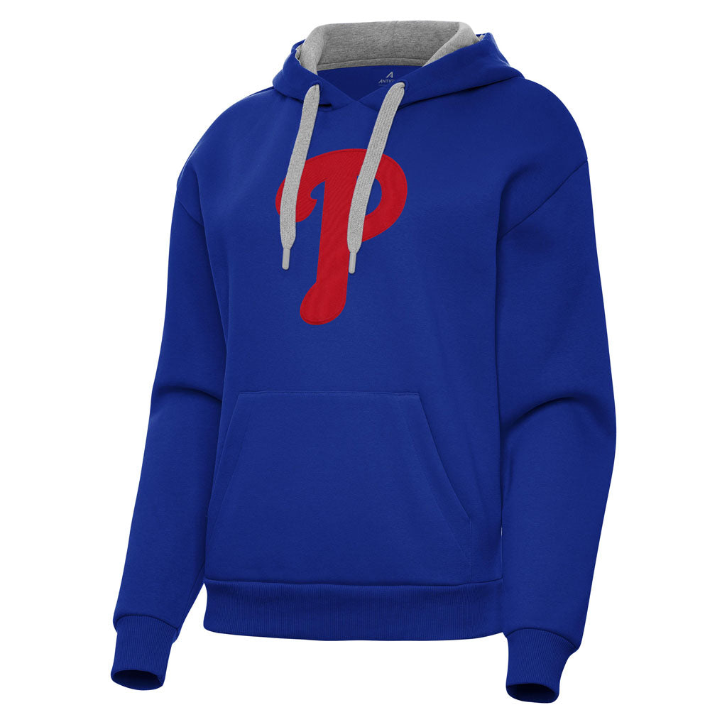 MLB Philadelphia Phillies Women's Antigua Full Front Victory Pullover Hoodie - Blue