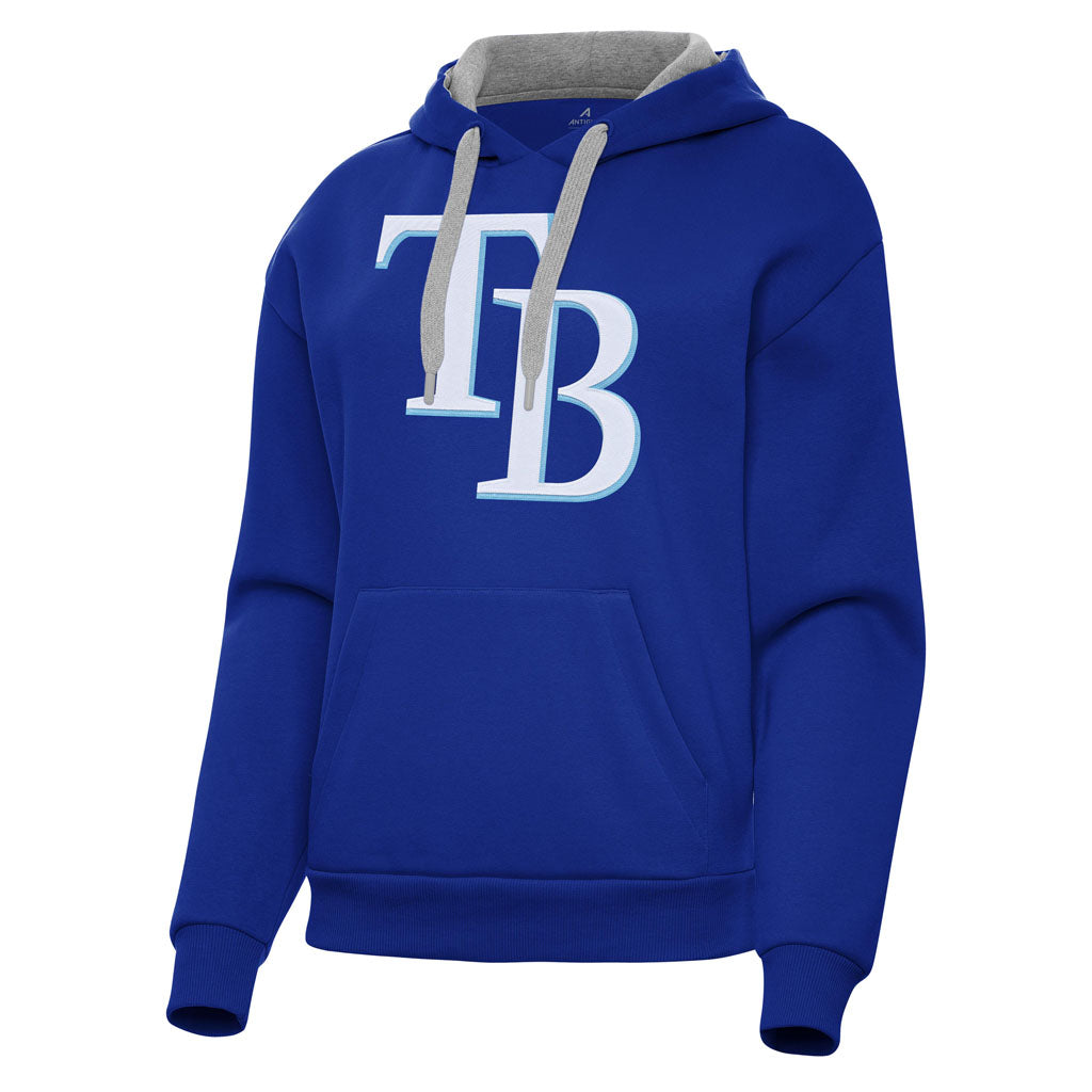 MLB Tampa Bay Rays Women's Antigua Full Front Victory Pullover Hoodie - Blue