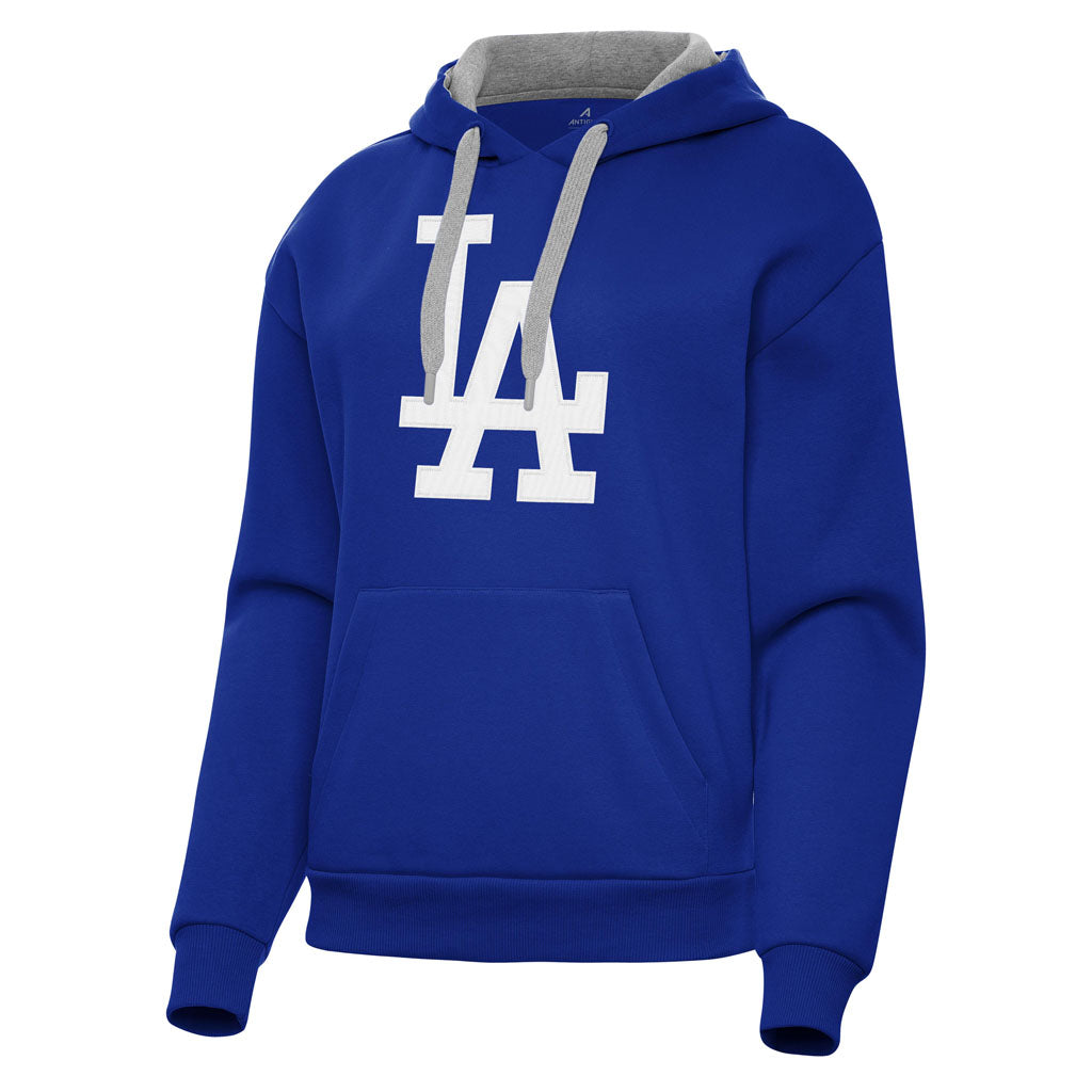 MLB Los Angeles Dodgers Women's Antigua Full Front Victory Pullover Hoodie - Blue