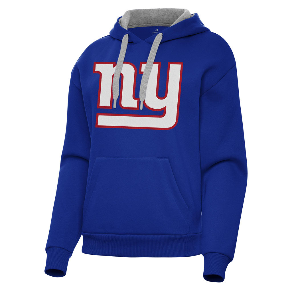 NFL New York Giants Women's Antigua Full Front Victory Pullover Hoodie - Blue