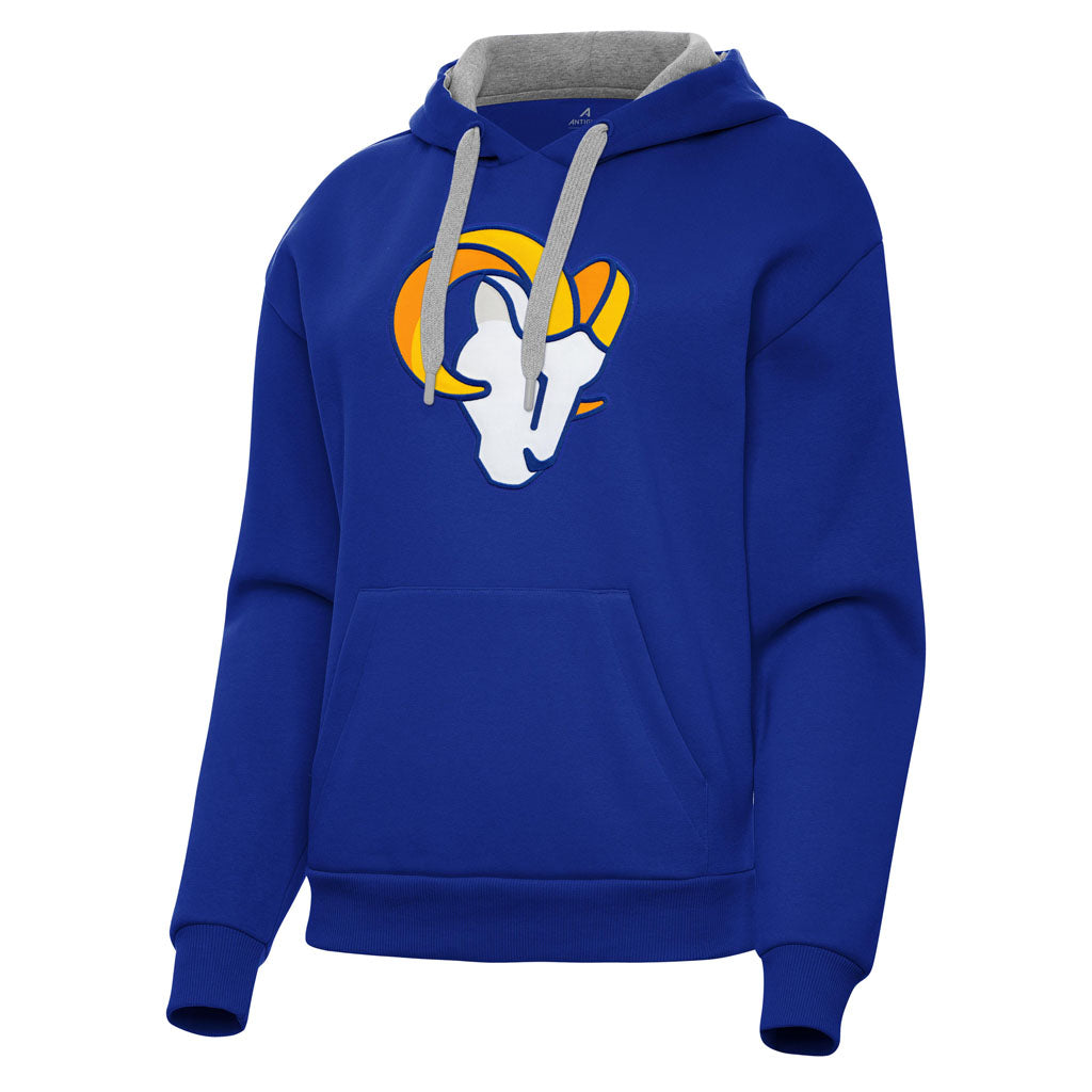 NFL Los Angeles Rams Women's Antigua Full Front Victory Pullover Hoodie - Blue