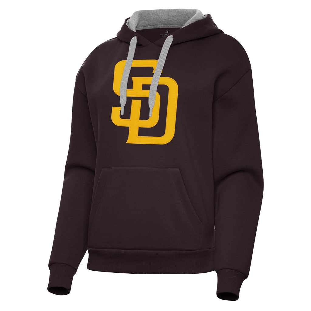 MLB San Diego Padres Women's Antigua Full Front Victory Pullover Hoodie - Brown