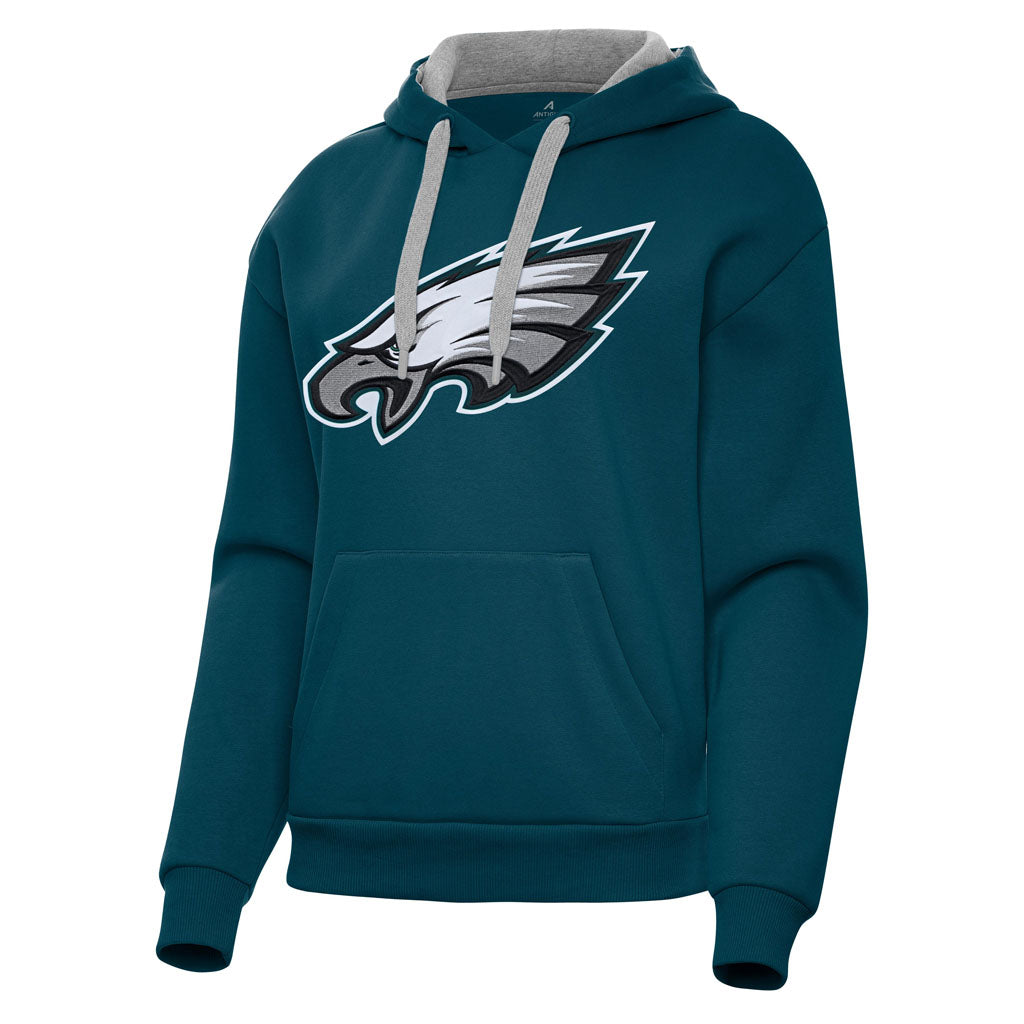 NFL Philadelphia Eagles Women's Antigua Full Front Victory Pullover Hoodie - Teal