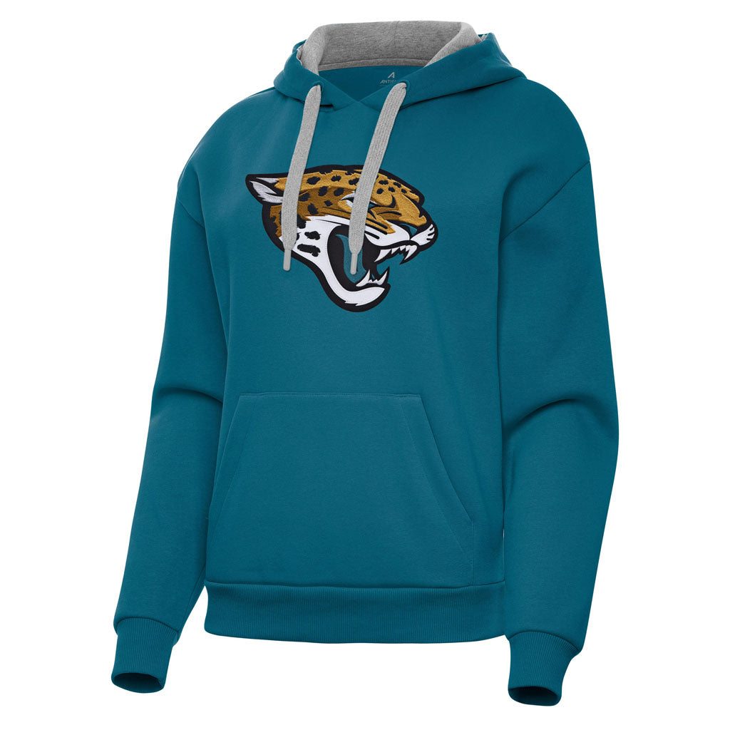 NFL Jacksonville Jaguars Women's Antigua Full Front Victory Pullover Hoodie - Teal