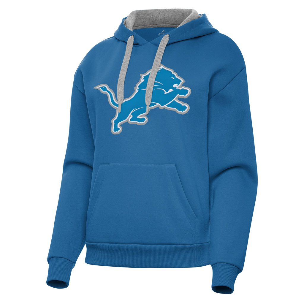 NFL Detroit Lions Women's Antigua Full Front Victory Pullover Hoodie - Blue