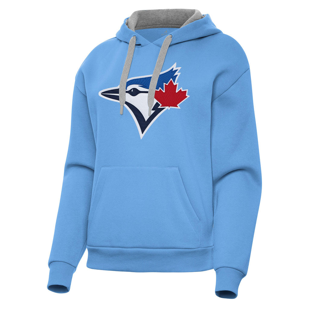 MLB Toronto Blue Jays Women's Antigua Full Front Victory Pullover Hoodie - Light Blue