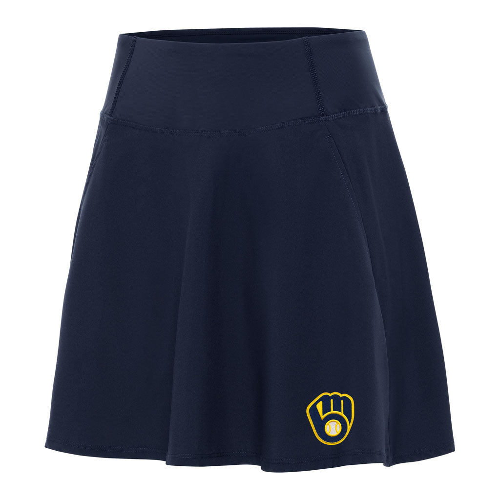 MLB Milwaukee Brewers Women's Antigua Chip Skort - Navy