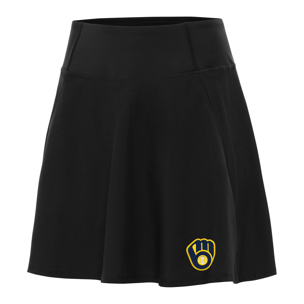 MLB Milwaukee Brewers Women's Antigua Chip Skort - Black