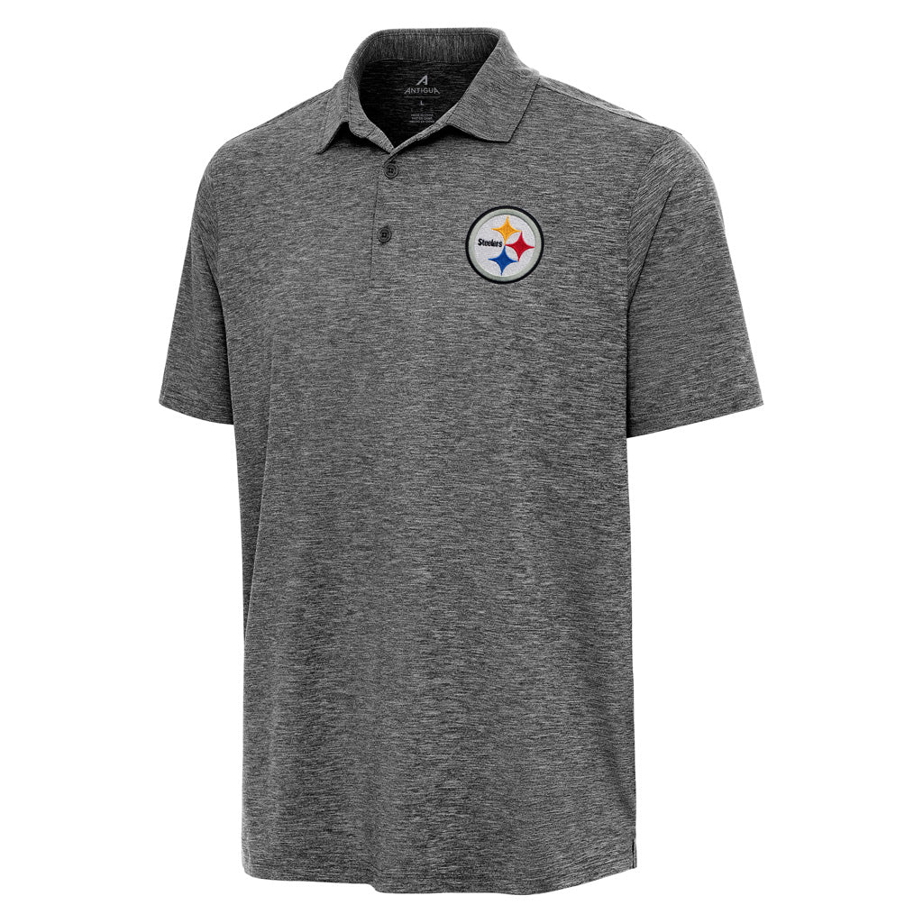 NFL Pittsburgh Steelers Antigua Par 3 Polo - Heather black