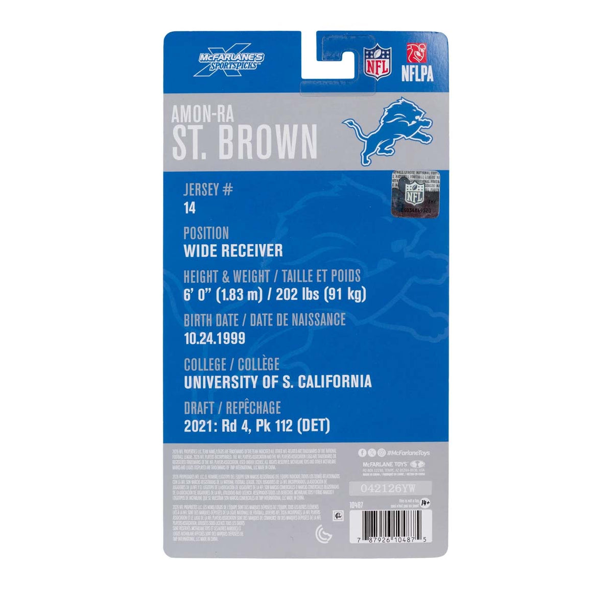 NFL Detroit Lions Amon-Ra St. Brown McFarlane 6" Action Figure