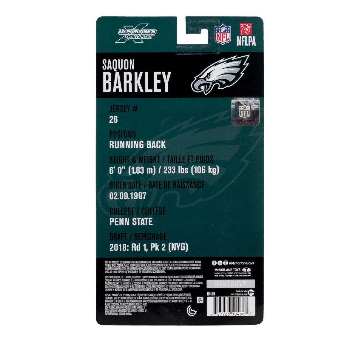 NFL Philadelphia Eagles Saquon Barkley McFarlane 6" Action Figure