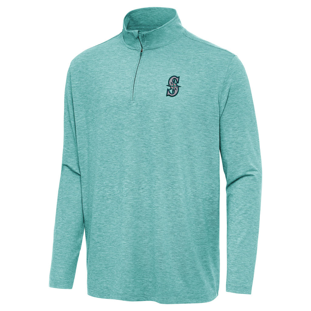 MLB Seattle Mariners Antigua Hunk 1/4 Zip Pullover Jacket - Turquoise