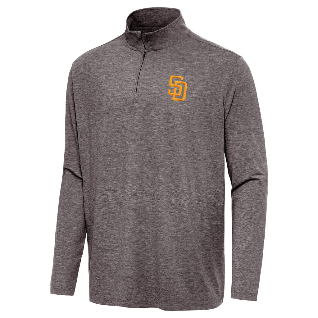 MLB San Diego Padres Antigua Hunk 1/4 Zip Pullover Jacket - Brown