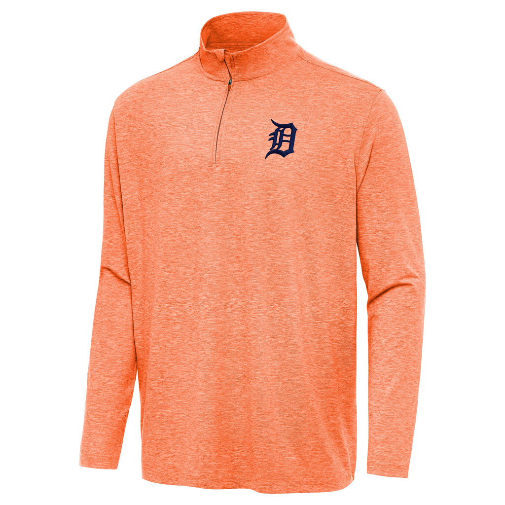 MLB Detroit Tigers Antigua Hunk 1/4 Zip Pullover Jacket - Orange