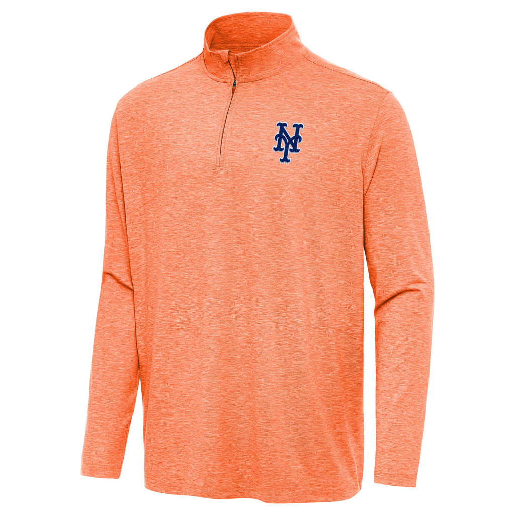 MLB New York Mets Antigua Hunk 1/4 Zip Pullover Jacket - Orange