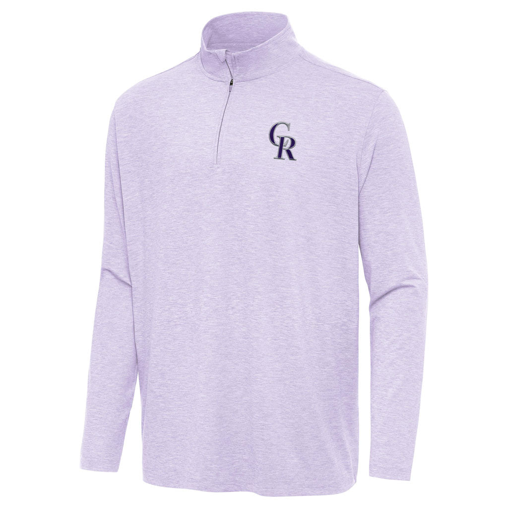 MLB Colorado Rockies Antigua Hunk 1/4 Zip Pullover Jacket - Lilac