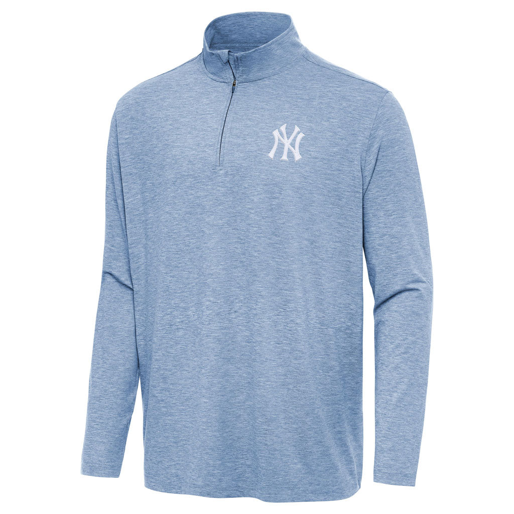 MLB New York Yankees Antigua Hunk 1/4 Zip Pullover Jacket - Light blue