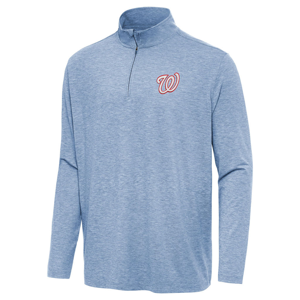 MLB Washington Nationals Antigua Hunk 1/4 Zip Pullover Jacket - Light blue