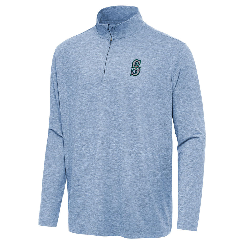 MLB Seattle Mariners Antigua Hunk 1/4 Zip Pullover Jacket - Light blue